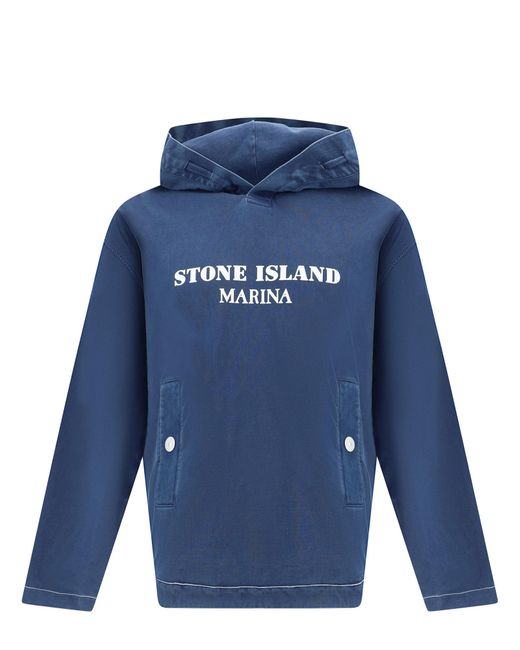 Stone Island Blue Hoodie for men
