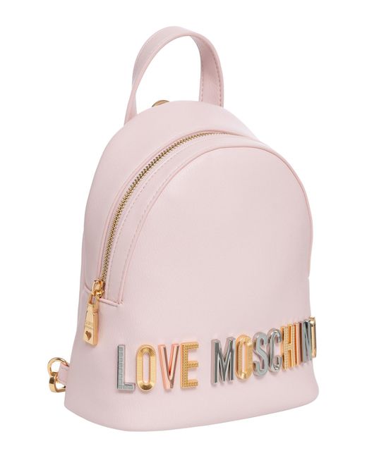 Love Moschino Pink Rhinestone Logo Backpack