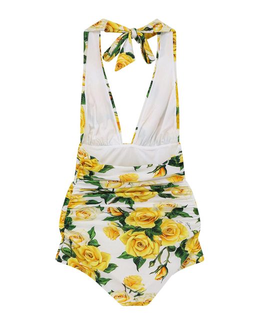 Dolce & Gabbana Yellow Printed Swimsuit