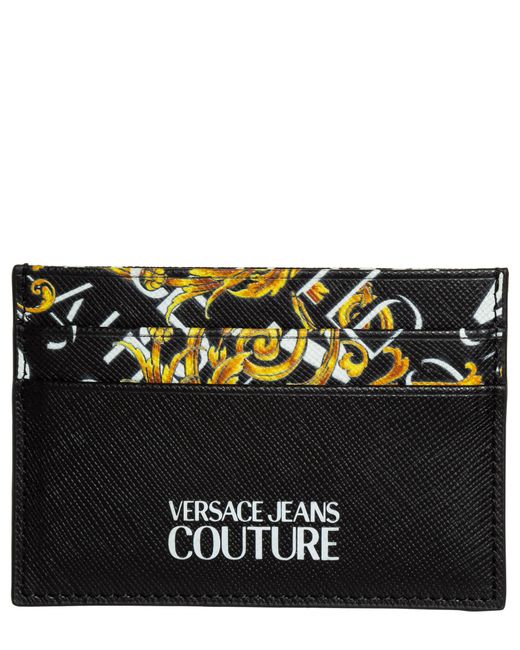 Versace Jeans Couture Leather Logo Couture Credit Card Holder in Black ...