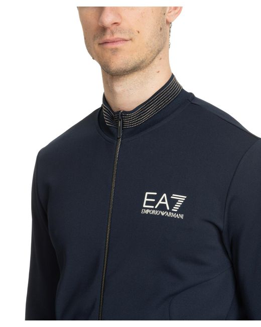 Felpa con zip di EA7 in Blue da Uomo