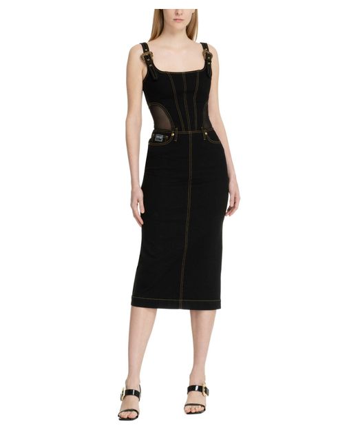Versace Black Baroque Midi Dress