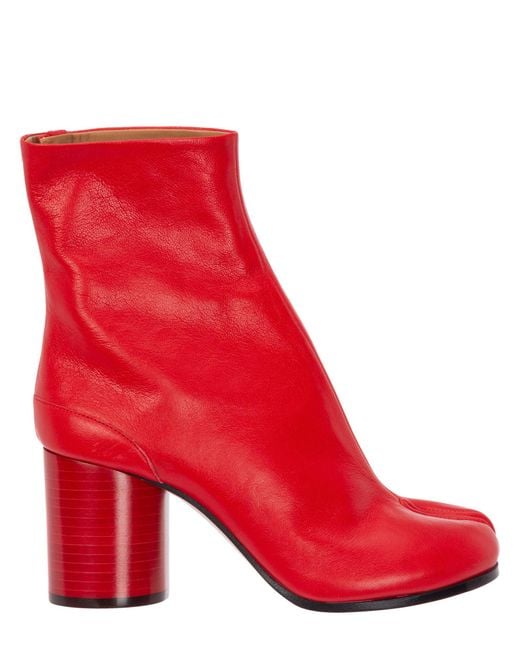 Maison Margiela Leather Tabi Heeled Boots in Red | Lyst