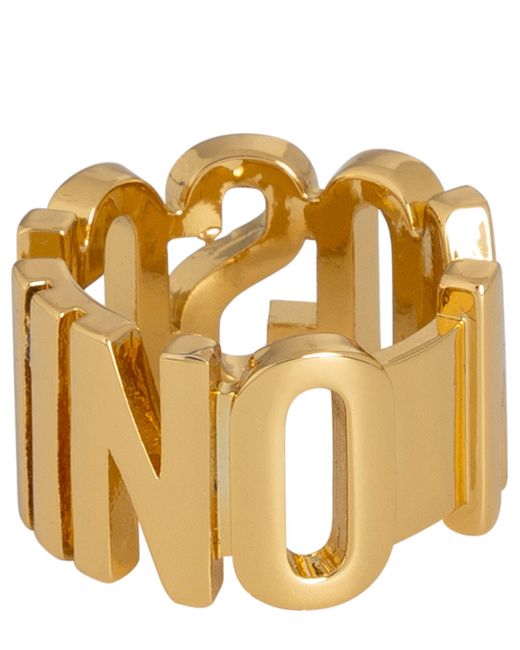 Moschino Metallic Lettering Logo Lettering Logo Ring