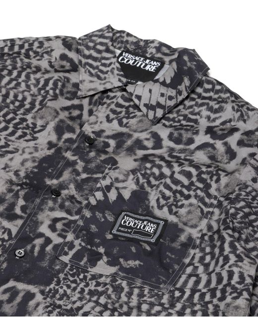 Versace Gray Animalier Short Sleeve Shirt for men