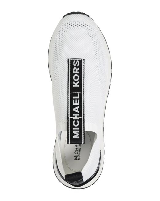 Michael Kors White Bodie Logo Embossed Stretch Knit Slip-on Trainer