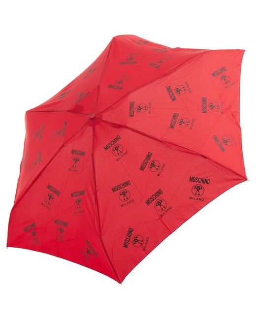 Moschino Synthetic Manual Umbrella Supermini Logo All'over in Red - Lyst