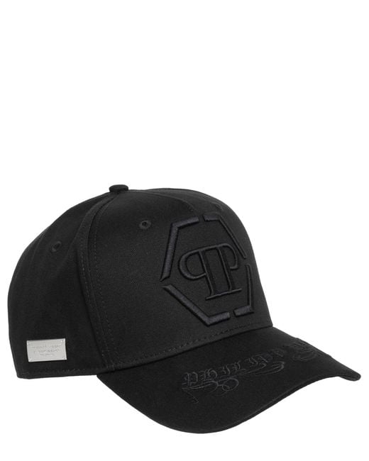 Philipp Plein Black Hexagon Cotton Hat for men