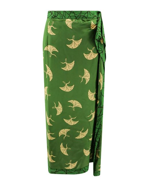 Dries Van Noten Green Sole Midi Skirt