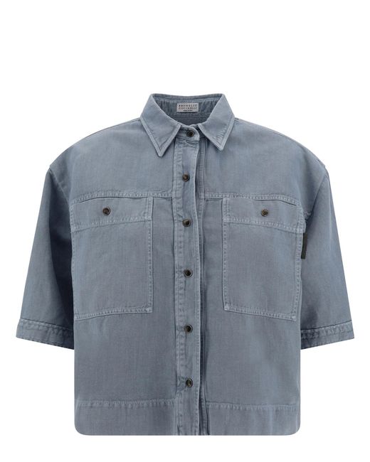 Brunello Cucinelli Blue Short Sleeve Shirt
