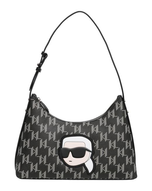 Karl Lagerfeld Black K/ikonik Monogram Hobo Bag