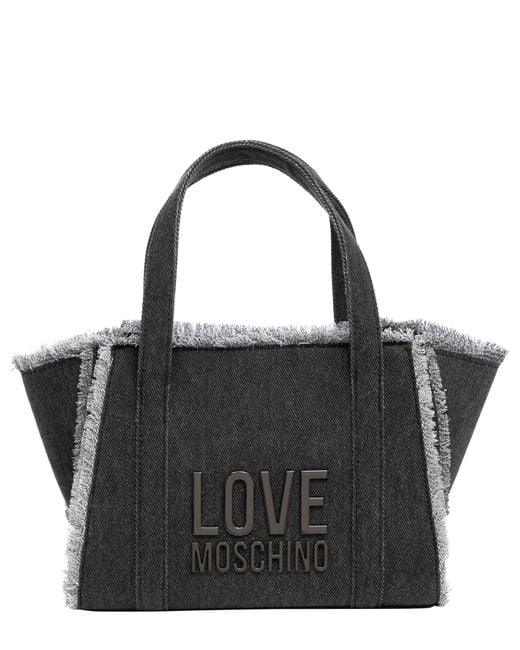 Borsa a mano metal logo di Love Moschino in Black