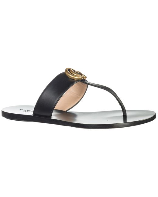gucci flat marmont leather thong