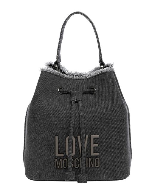 Love Moschino Black Metal Logo Bucket Bag