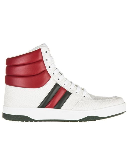 Gucci White Shoes High Top Leather Trainers Sneakers Praga Karibu for men