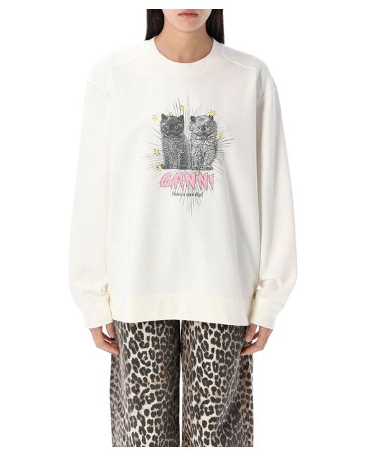 Ganni Gray Cats Sweatshirt