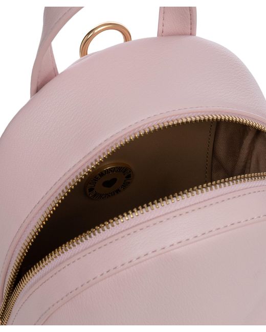 Love Moschino Pink Rhinestone Logo Backpack