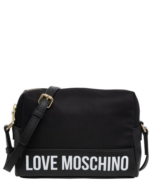Borsa a tracolla logo print di Love Moschino in Black
