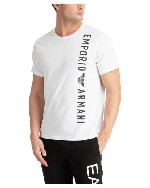 Emporio Armani White Logo-Print Cotton T-Shirt for men