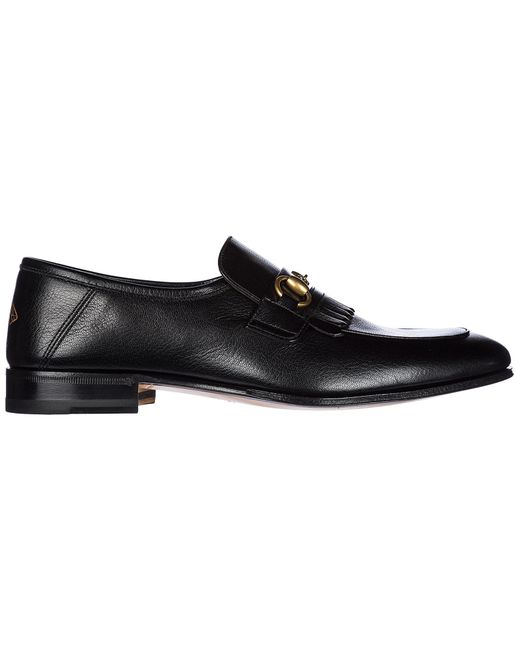 Gucci Black Leather Loafers Moccasins Quentin for men