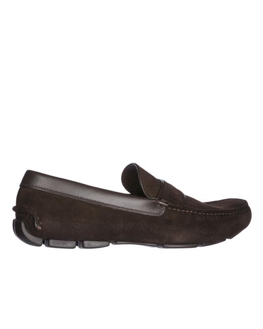 PRADA MEN'S SUEDE LOAFERS MOCCASINS NEW BROWN 449 PRADA MEN'S SUEDE LOAFERS MOCCASINS NEW BROWN 449