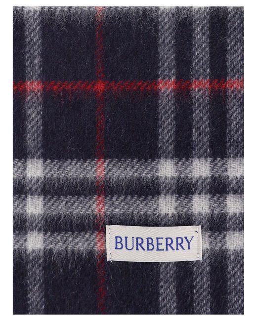 Burberry Blue Vintage Check Cashmere Scarf