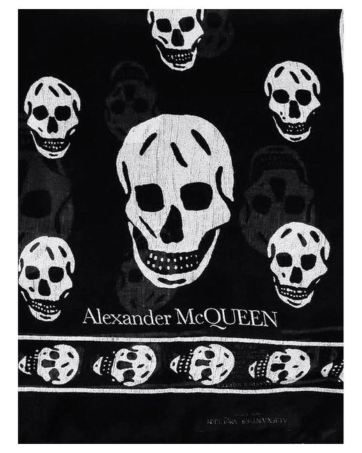 Alexander McQueen Black Skull Silk Foulard for men
