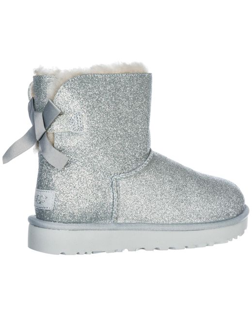 UGG Women's Boots Mini Bailey Bow Sparkle in Silver (Metallic) - Lyst