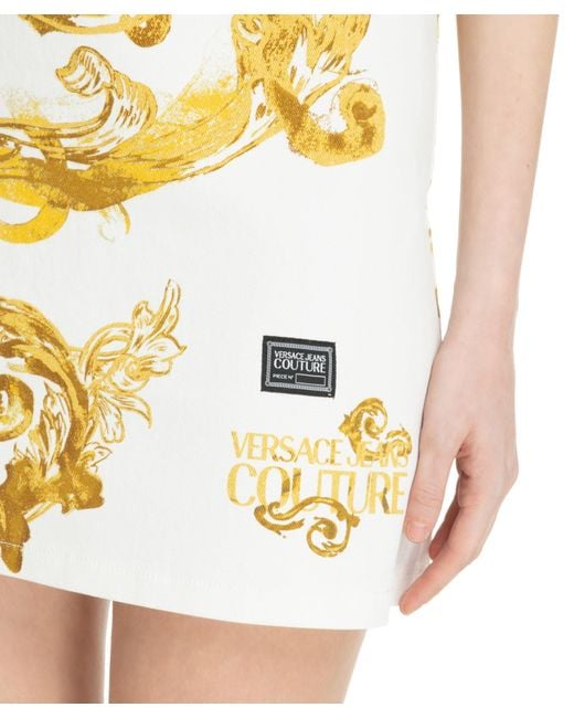 Vestito corto watercolour couture di Versace in Yellow