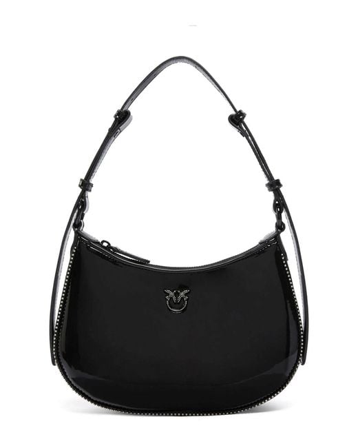 Pinko Black Love Birds Hobo Bag