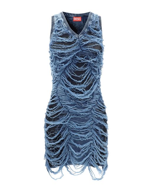 DIESEL Blue Destroyed Mini Dress