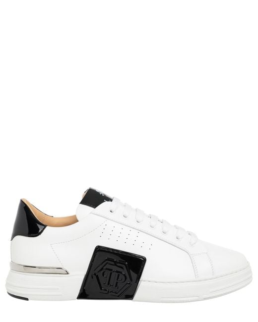 Hexagon lo-top sneakers tinta unita chiusura con lacci di Philipp Plein in White da Uomo