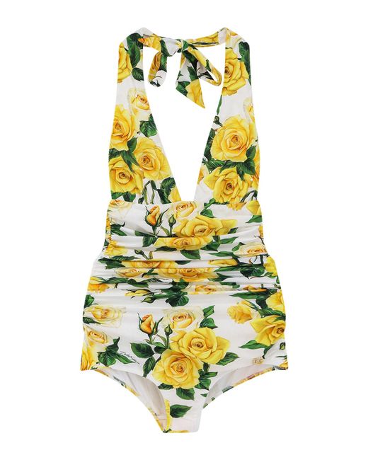Dolce & Gabbana Yellow Printed Swimsuit