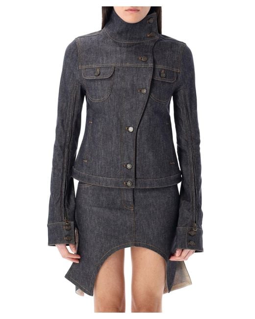 Courreges Black Motorcycle Denim Jacket