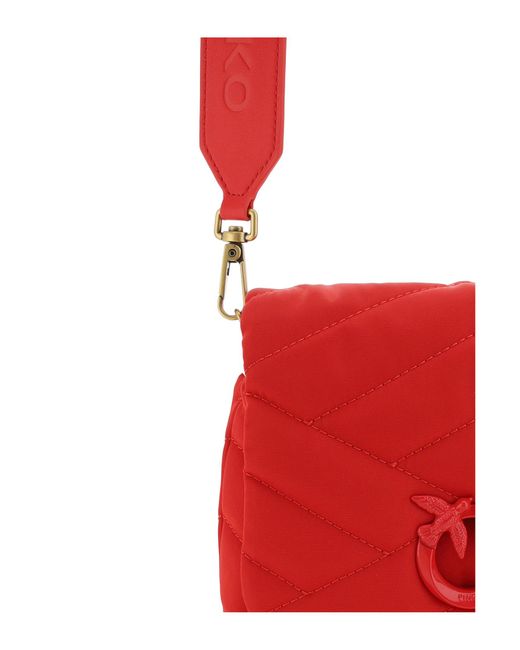 Pinko Red Love Click Puff Crossbody Bag