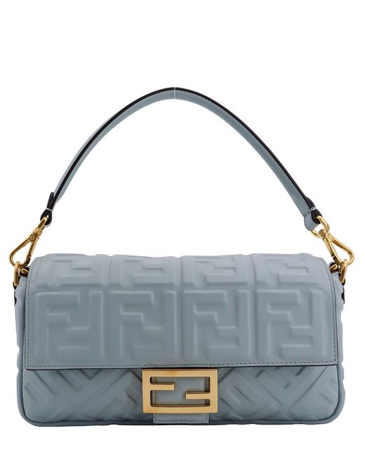 Fendi Blue Baguette Handbag