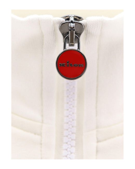 Kiton White Zip-up Sweatshirt for men