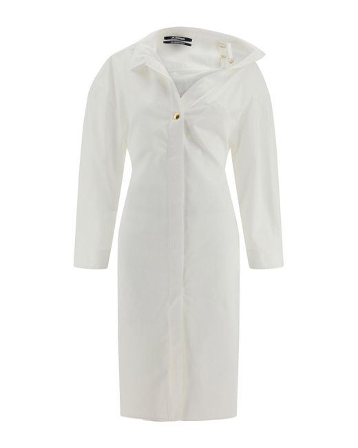 Jacquemus La Robe Chemise Midi Dress in White | Lyst