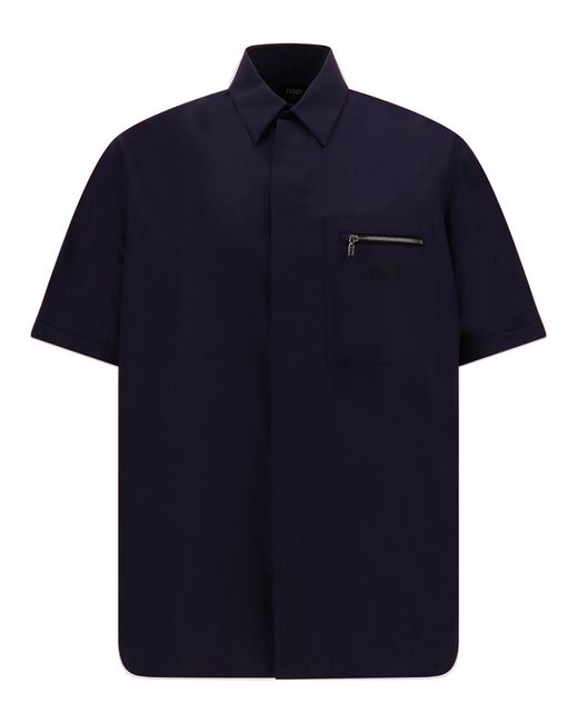 Fendi Blue Short Sleeve Shirt for men