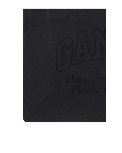 Ganni Black Easy Shopper Tote Bag