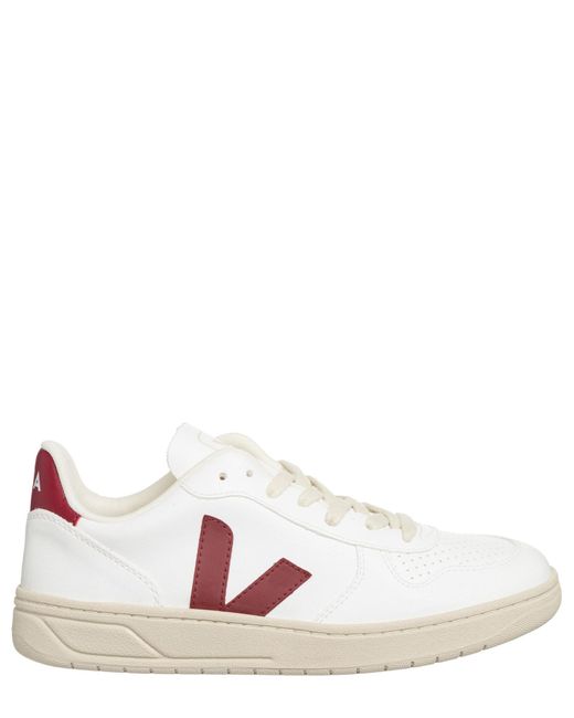 Veja White V10 Lace-up Leather Sneakers