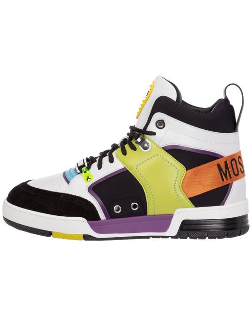Scarpe sneakers alte uomo in pelle kevin40 di Moschino in Multicolor da Uomo