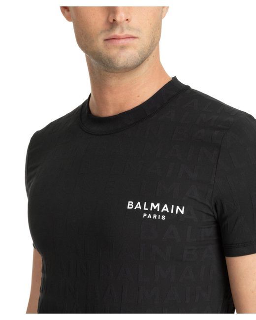 Balmain Black Jacquard T-shirt for men
