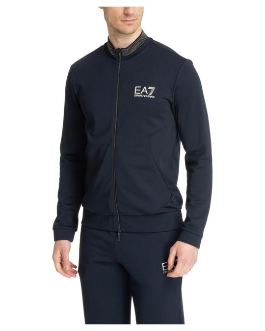 EA7 Blue Zip-up Sweatshirt for men