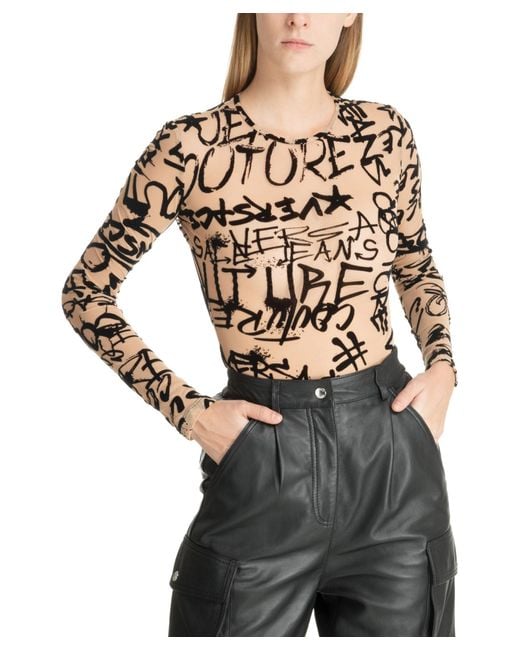 Versace Jeans Black Logo Graffiti Bodysuit