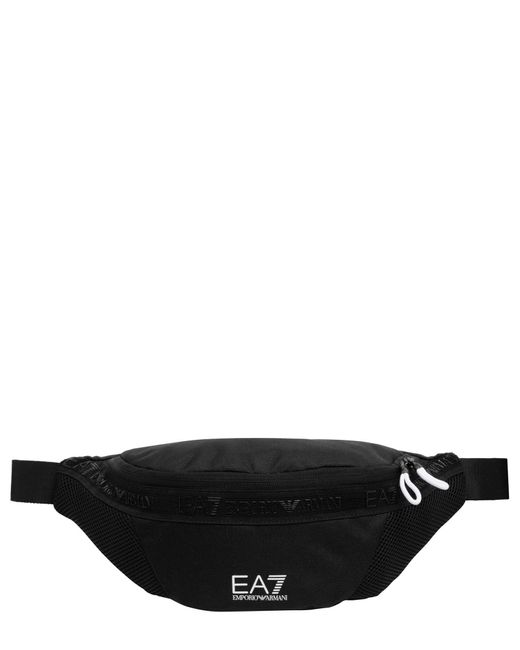 EA7 Black Train Logo Belt Bag for men