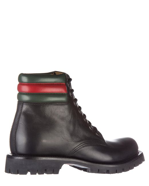 ブーツその他 GUCCI ANKLE BOOT WITH WEB DETAIL Men's Web boot in black GG canvas | GUCCI® US