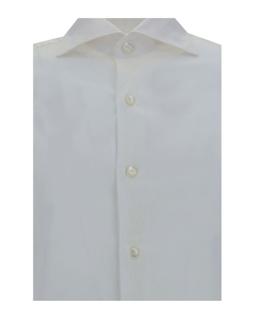 Finamore 1925 White Milano-simone Shirt for men