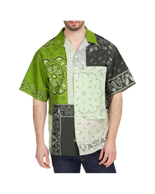 KENZO Green Short Sleeve Shirt T-shirt Bandana Patchwork for men