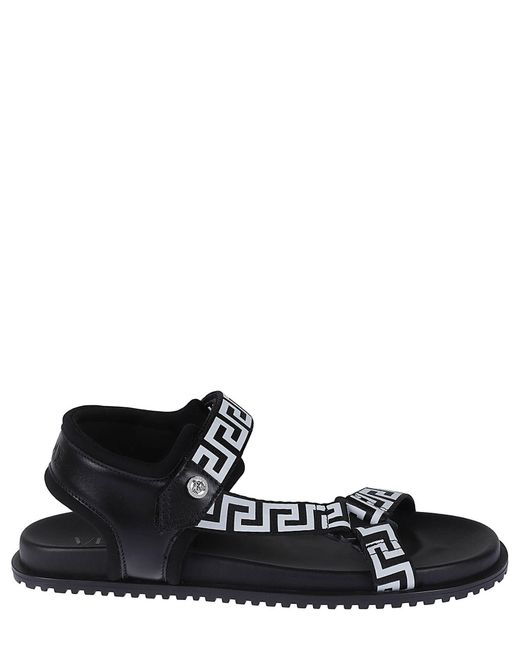 Versace Greca Sandals in Black for Men | Lyst